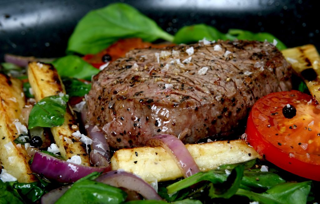 Grilled Steaks with Mixed Peppercorns