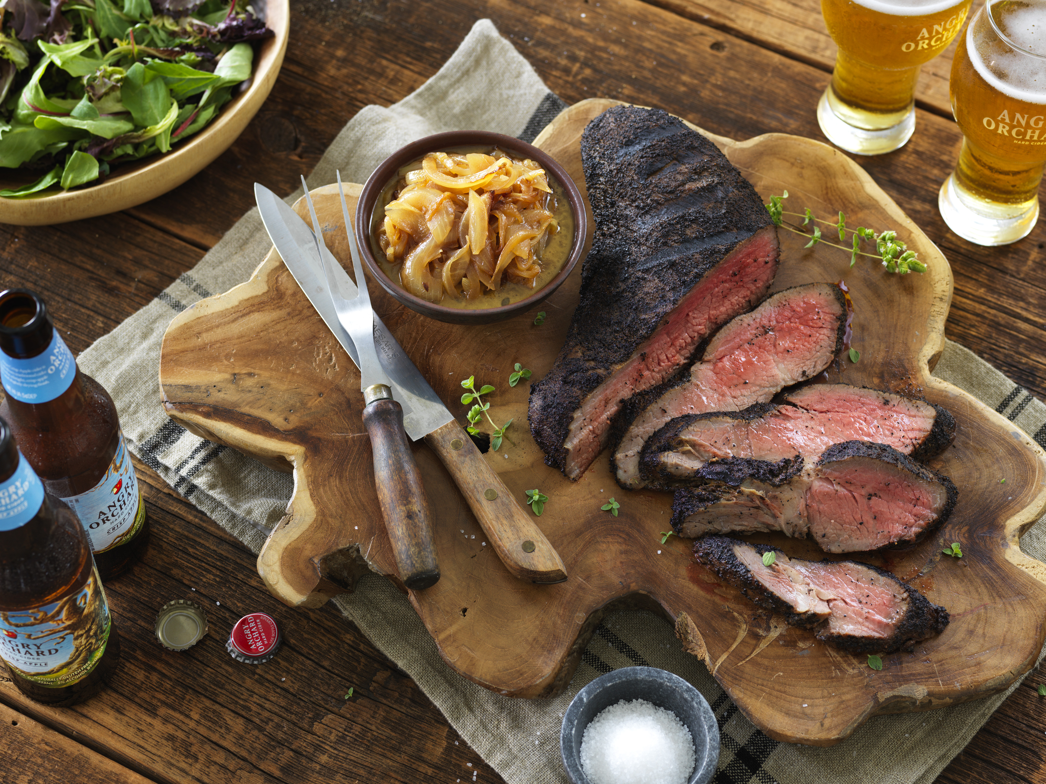 Angry Orchard’s – Spice Rubbed Tri-Tip Steak with Cider Onion Relish
