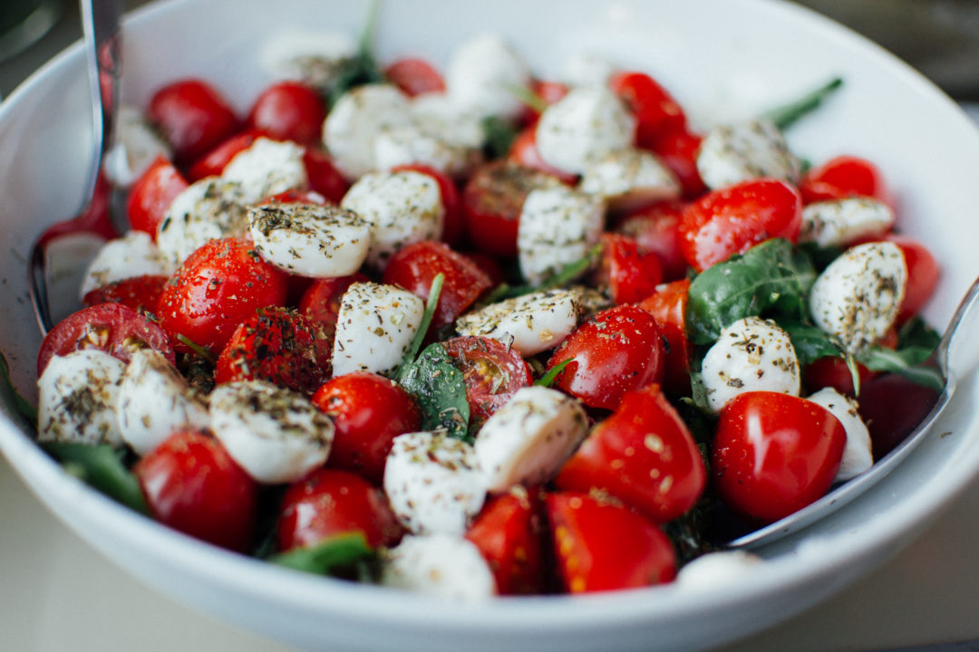 Marinated Mozzarella Cherry Tomato Basil Salad - Marinate Me Baby