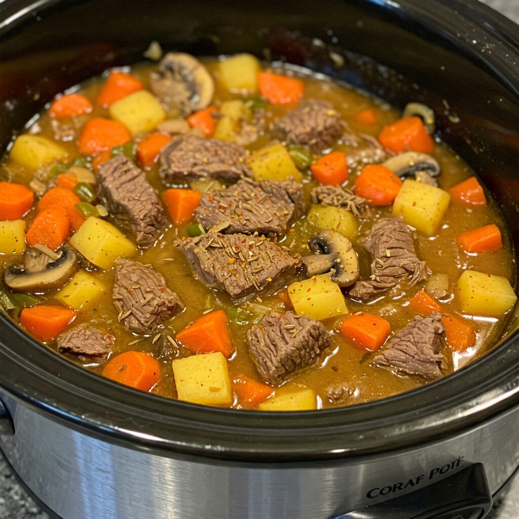 Slow Cooker North African Beef and Mushroom Stew